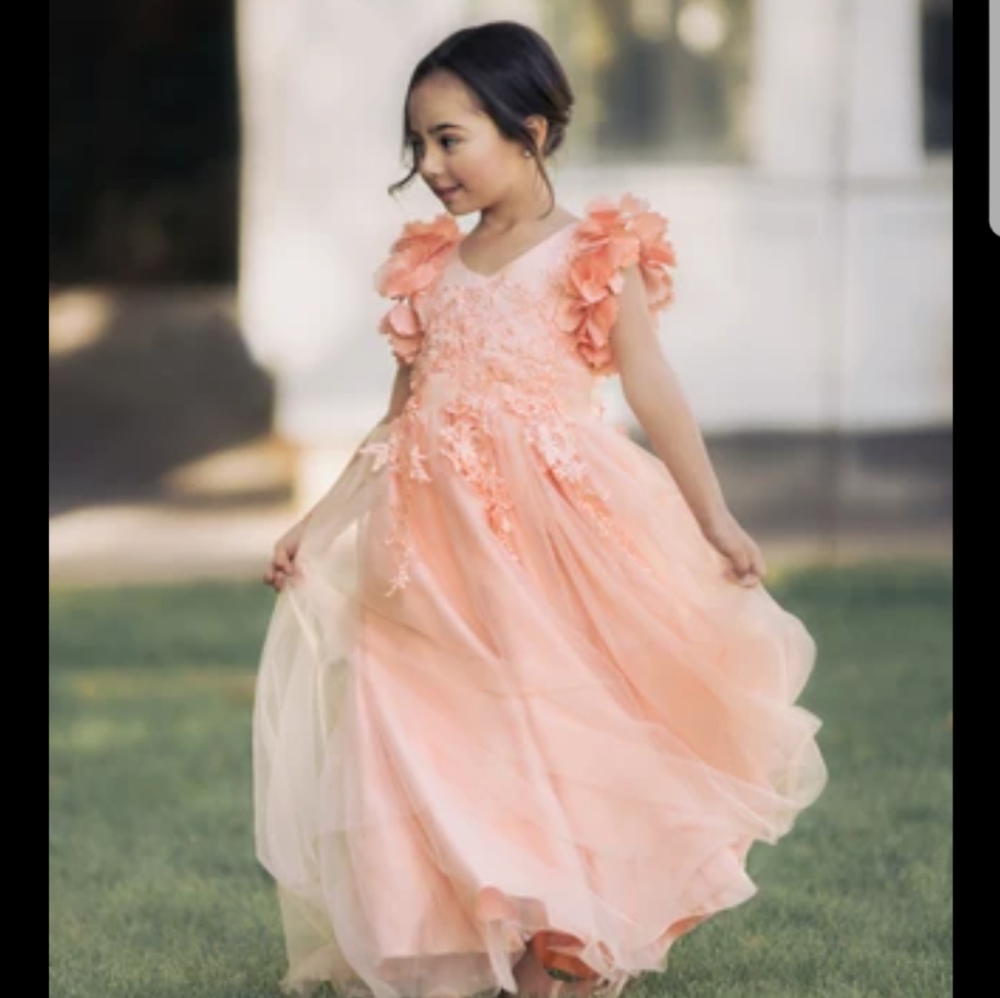 Peach course dress flower girl